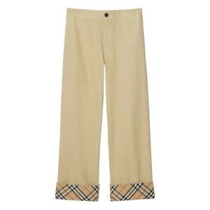 Burberry Classic Straight-Leg Pants With Distinctive Check Cuffs - NWT